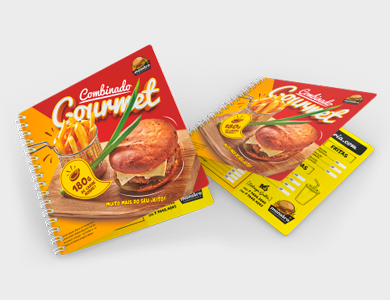 Cardápio Wire-o com 6 Páginas em PVC 0,76mm Cristal Frente e Verso 14,4x14,4cm - 4x4 - 10 unid